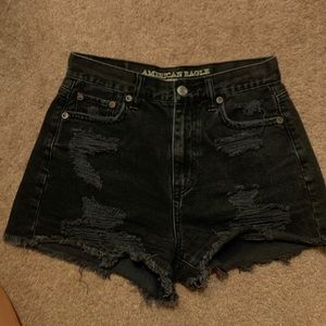 Black denim highwaist shorts